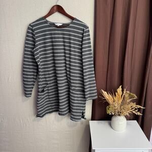 Real Comfort by Chadwick’s size XL Black Gray Striped Stretch Tunic Top